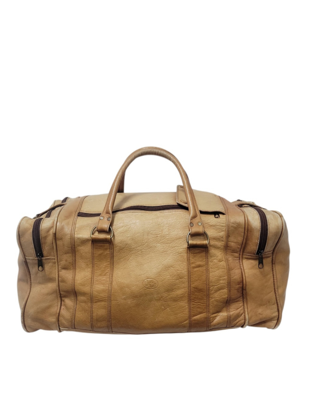 YURY Bags Brown Genuine Leather Double-Handle Adult Unisex Duffle Bag Vintage